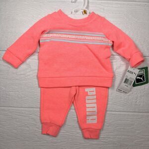 Puma Infant 2-Piece Sweatshirt Jogger Set Sunset Glow Pink NWT 0-3M
